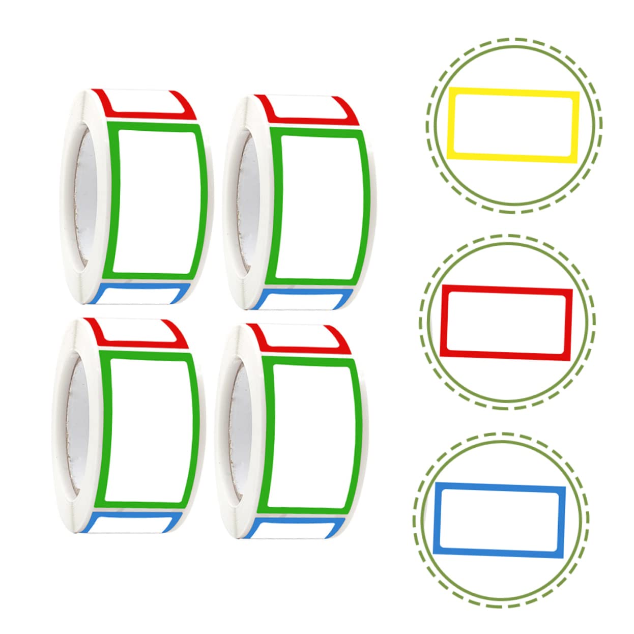 LALAFINA 5 Ensembles Étiquettes Adhésives Colorées Rectangulaires Pour Organisation De Stickers Personnalisables Pour Cuisine Bureau Et Maison 4 Rouleaux*5