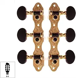 Jogo Tarraxas Pino Grosso Para Violão Nylon Dourada Rozini