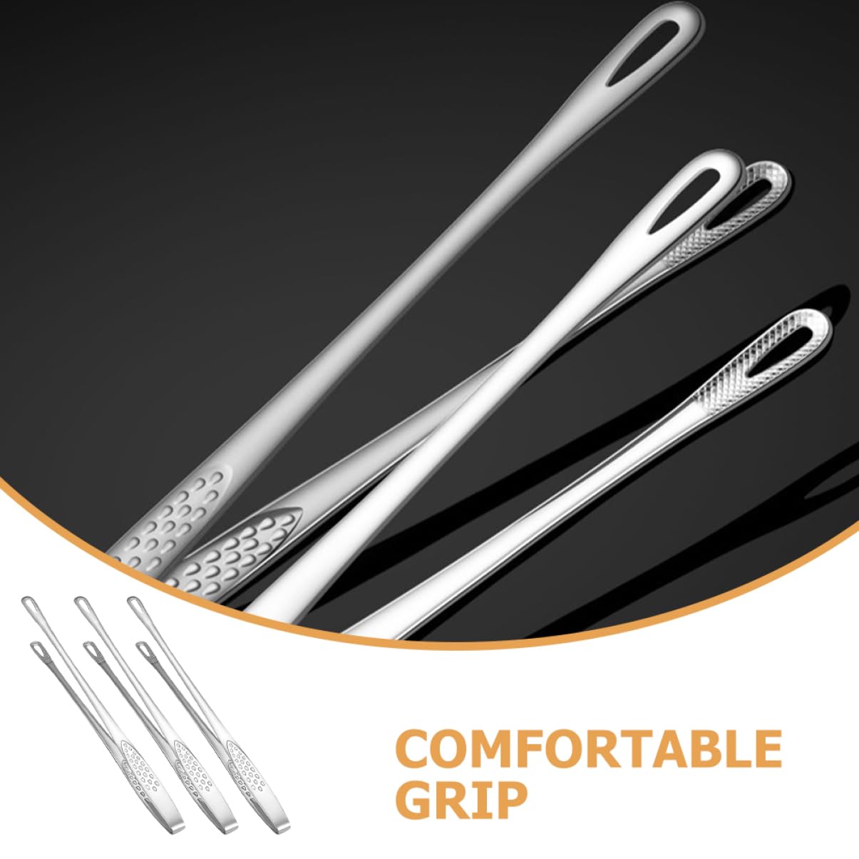 COLLBATH Set of 3 Bbq Grill Tongs Steak Clamps Locking Buffet Tongs Stainless Steel Food Clip for Outdoor Cooking
