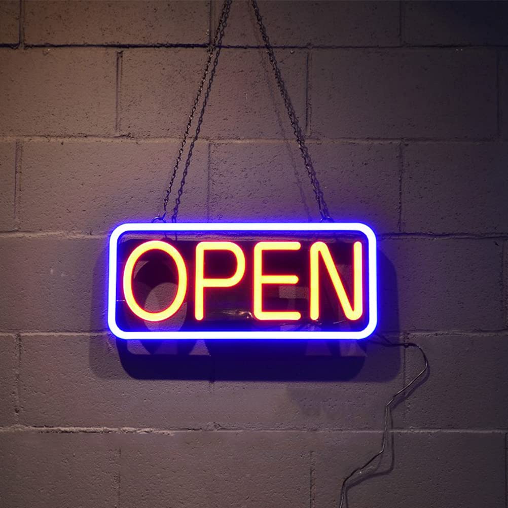 OOWOKS Letrero de luz de neón Open Letreros de neón de Palabra Abierta Cartel publicitario neón Open LED con Control Remoto Luces de neón Colgante Abiertas Luz de neón para Bar Hotel Tienda Cafetería