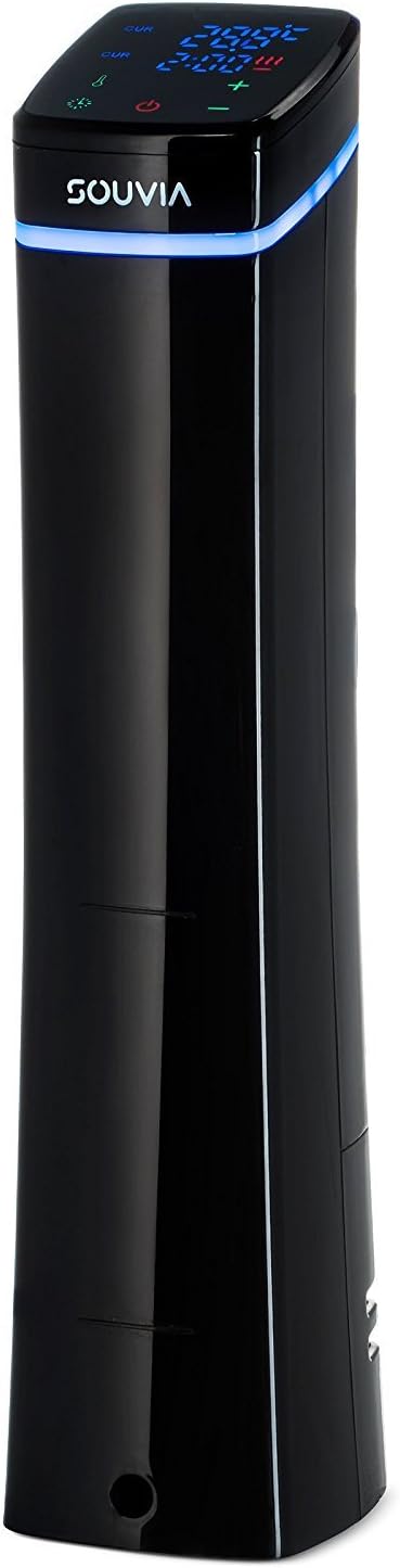 Souvia Sous Vide Immersion Circulator w/Accurate Temperature, Programmable Digital Touch Screen Display, Ergonomic Grip to Fit Any Pot Ultra-quiet,1100 Watts, Black