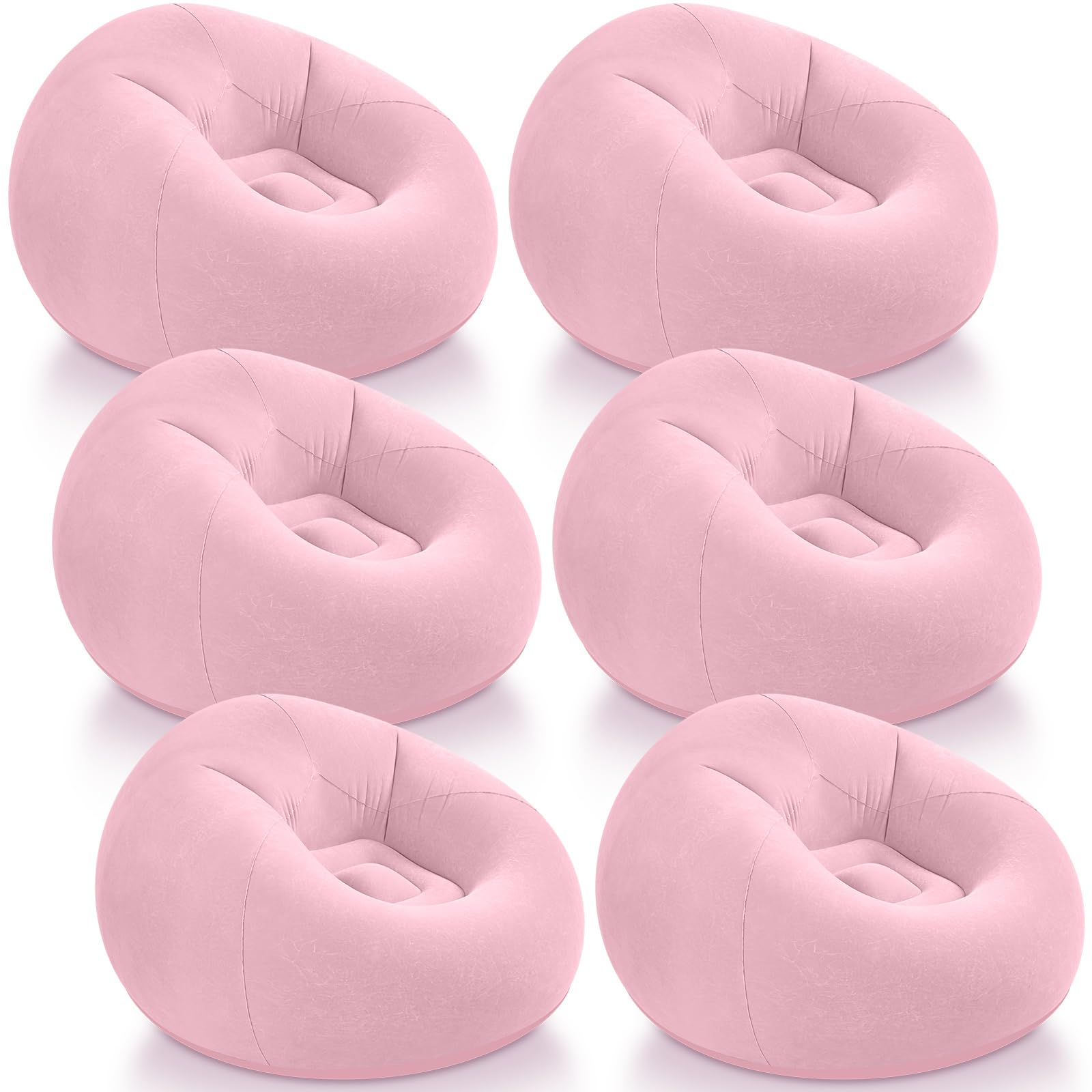 Photo 1 of Realspring Inflatable Bean Bag Chairs Outdoor Blow up Camping Chairs Inflatable Lazy Sofa Folding Portable Bean Bag Loungers Couch for Movie Night(Light Pink,6 Pcs)