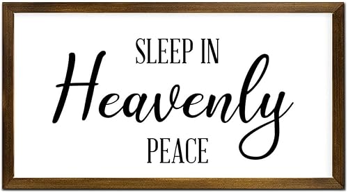 Miniatura 1 de Letrero de pared con marco de madera, texto en inglés Sleep in Heavenly Peace, arte de pared colgante, versículo bíblico, cita motivacional, letrero