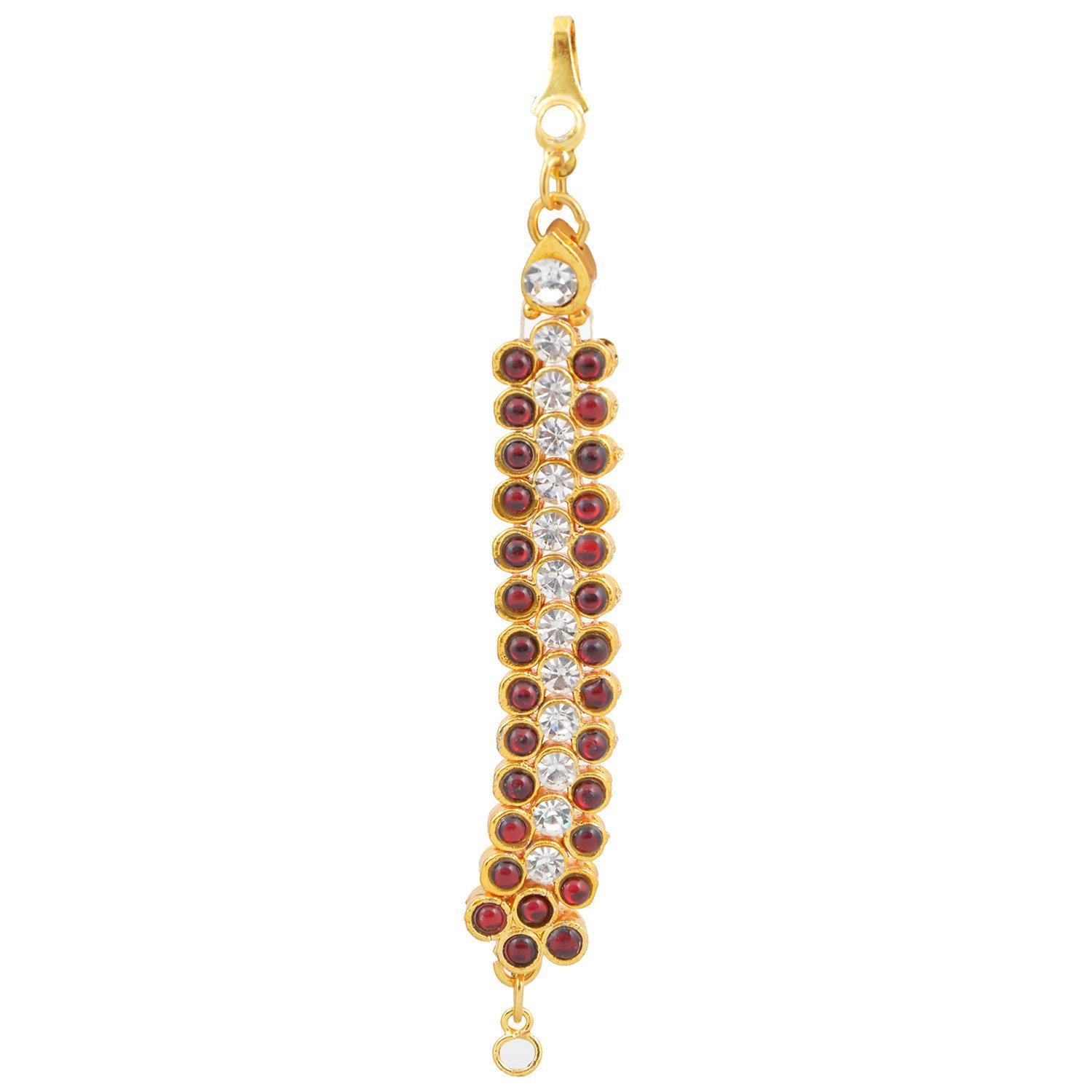 Gold finish 3 line kempu Matal white stone in between the Red kempu stones (B00LIZKPME) Amazon Price History, Amazon Price Tracker