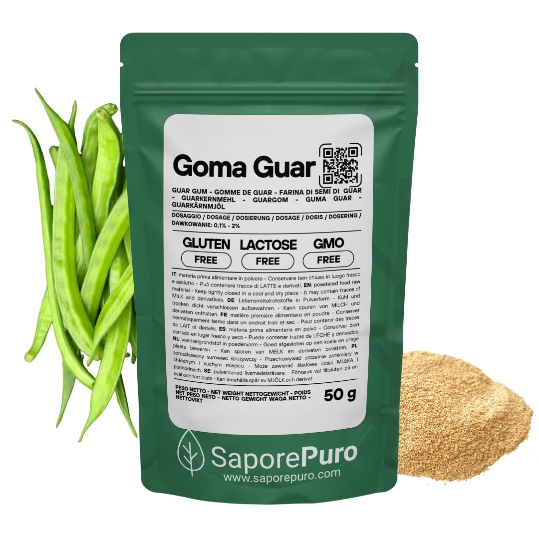 Saporepuro Goma guar en polvo 50 gr - Ideal para helados y sorbetes - 100% puro