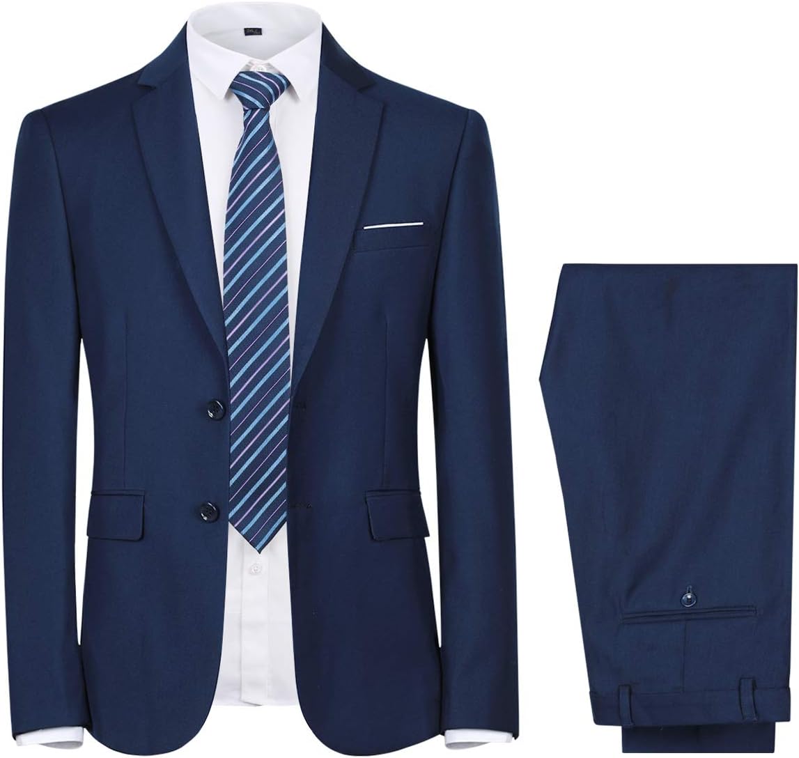 Cloudstyle Men's 2-Piece Suits Slim Fit 2 Button Dress Suit Jacket Blazer & Pants Set - Image 2