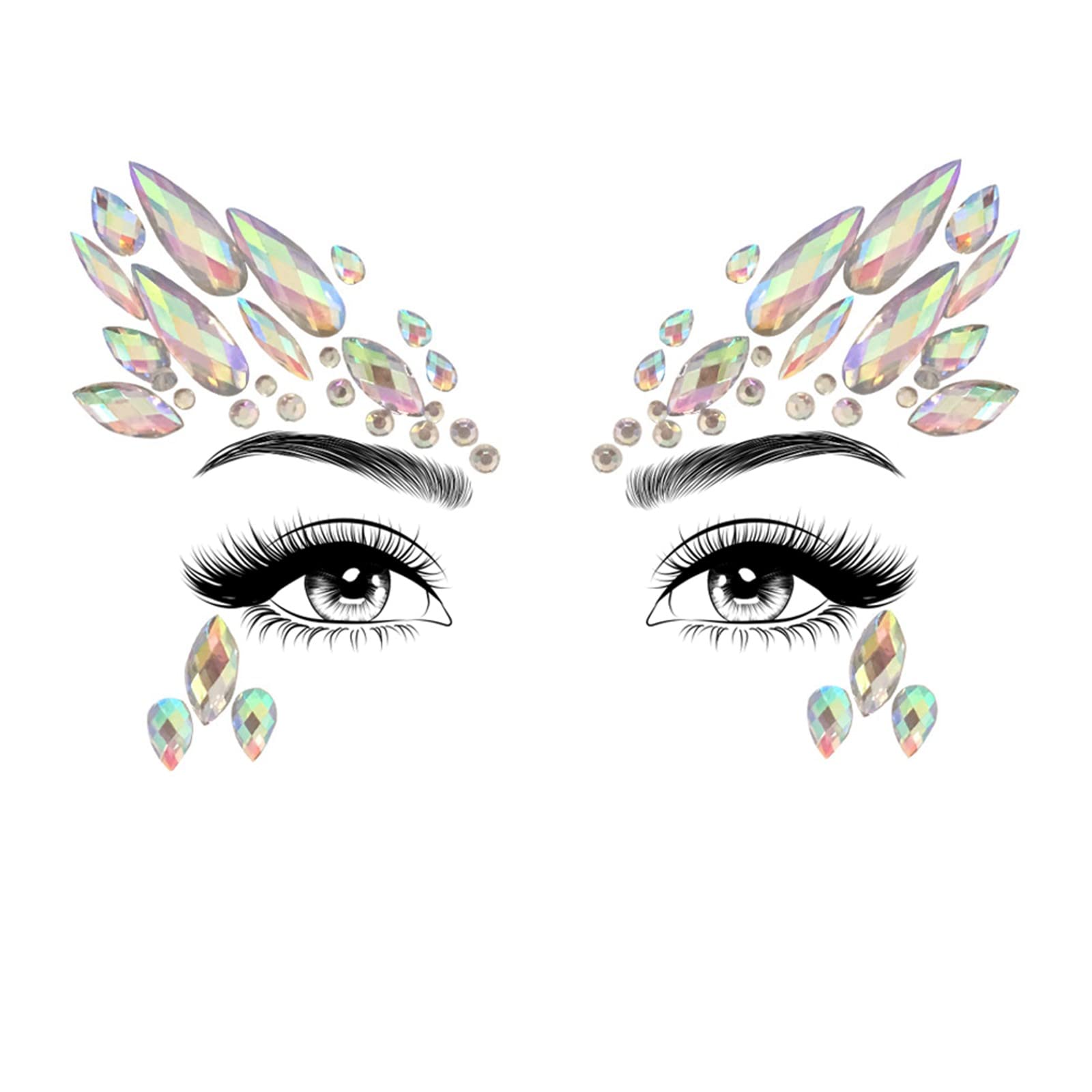 Glamza Face Crystal Sticker for Women Mermaid Rave Festival Glitter Rhinestone Temporary Tattoo Face Jewels Face Sticker Eyebrow Face Body Jewellery (STYLE 02)