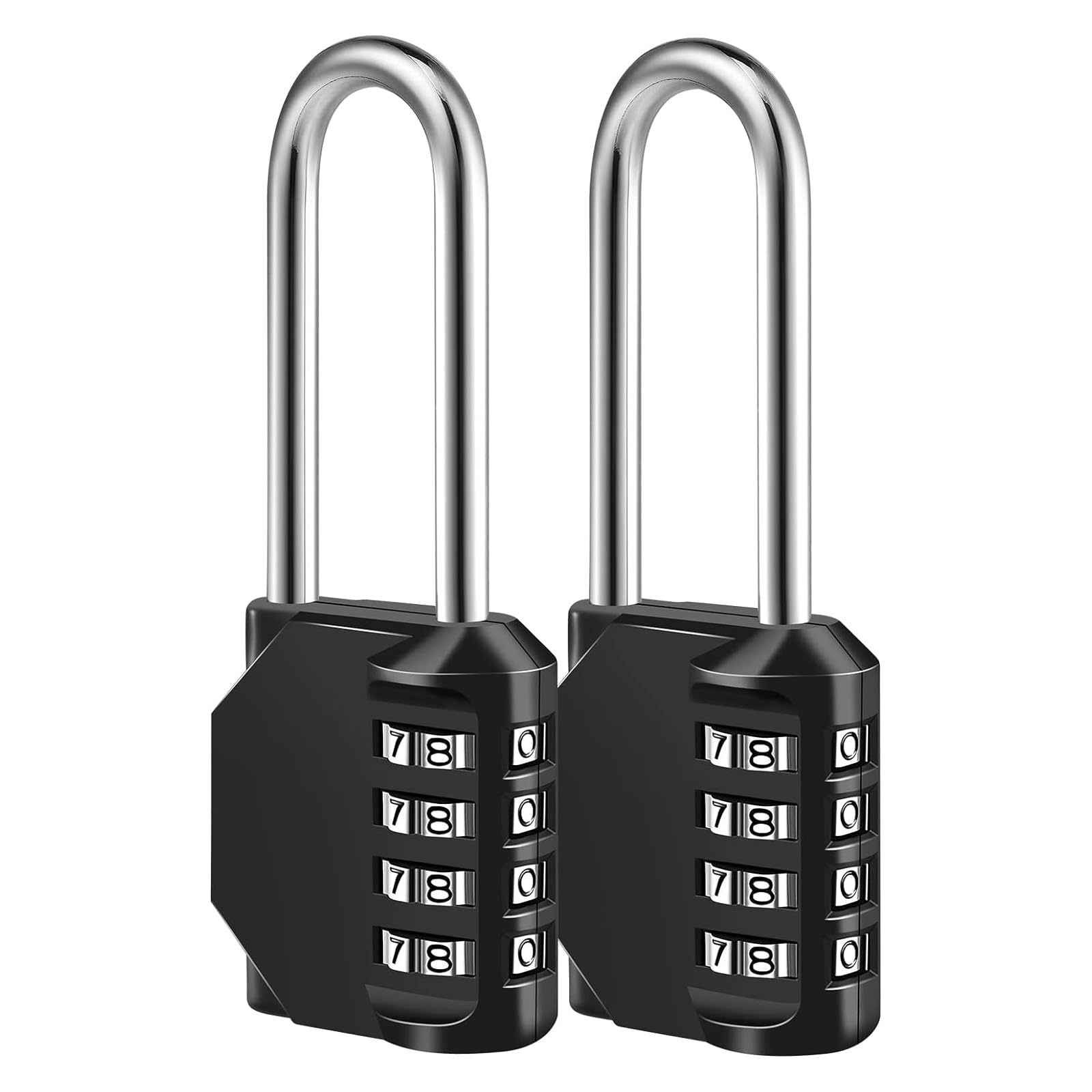 Joyzzz Combination Lock, 2 Pack 4 Digit Combination Padlock, Heavy Duty Weatherproof and Resettable Lock, 11.6cm Long Shackle Zinc Alloy Combination Lock for Shed Fence Gate, School, Gym, Toolbox