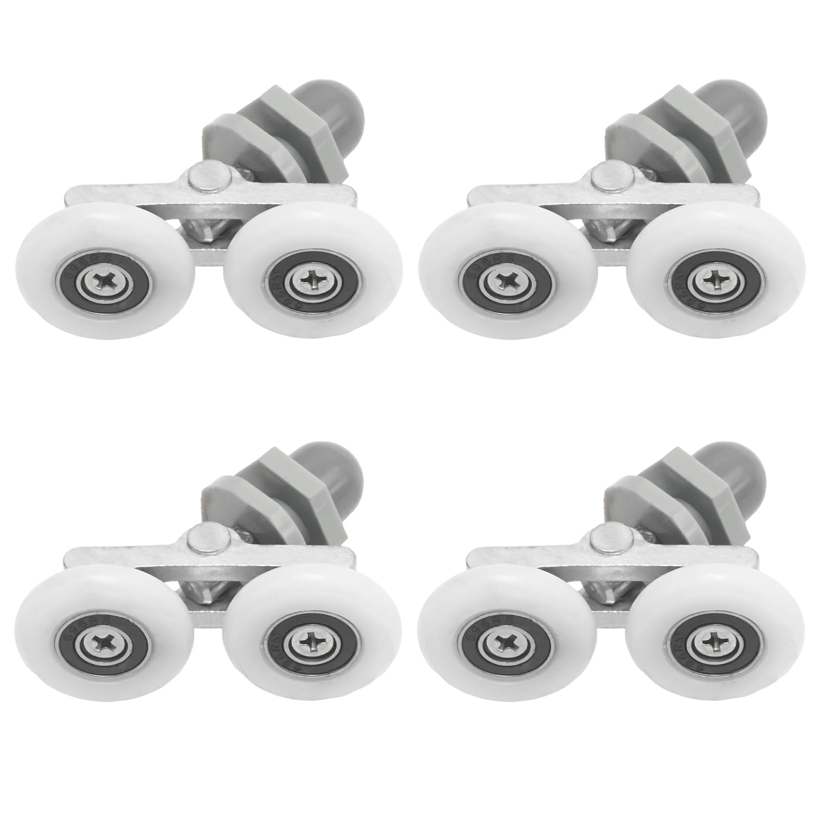 MospdyGear 4PCS Adjustable Shower Door Rollers, 27mm Double Sliding Wheel Set, Replacement Parts for Bathroom Glass Doors