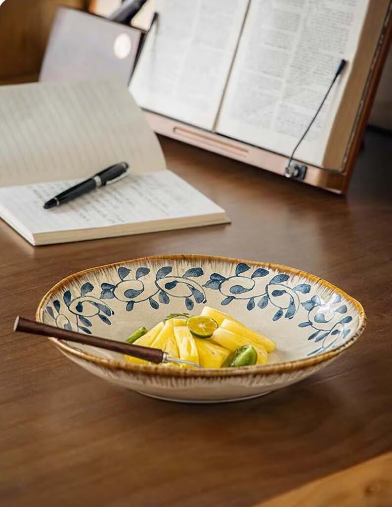 Cuenco de ceic irregular de 920 ml, plato profundo para uso doméstico, cocido a alta temperatura, plato de servir Ele para ensalada, pasta y postres