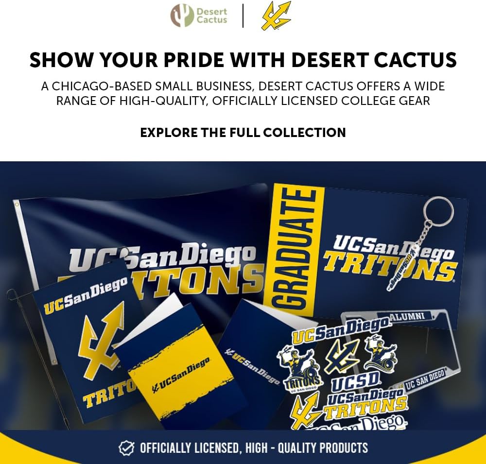 Desert Cactus University of California San Diego License Plate Frame Tritons UCSD Metal Car Tag Holder for Front or Back of Car Officially Licensed (Parent)
