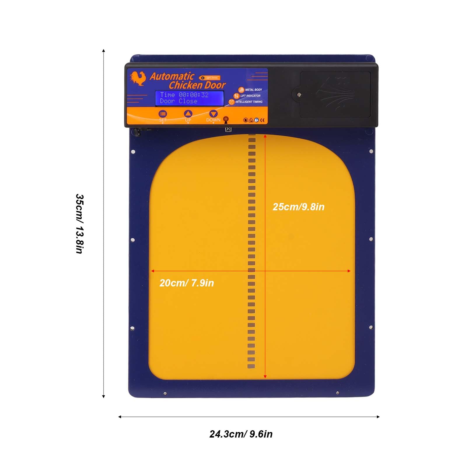 Apriporta Automatico per pollaio, Porta Solare per polli con Timer, sensore di Luce, Porta Automatica per allevamenti di polli e Anatre, Porta Automatica per pollaio IP45 (Blu Gioiello)
