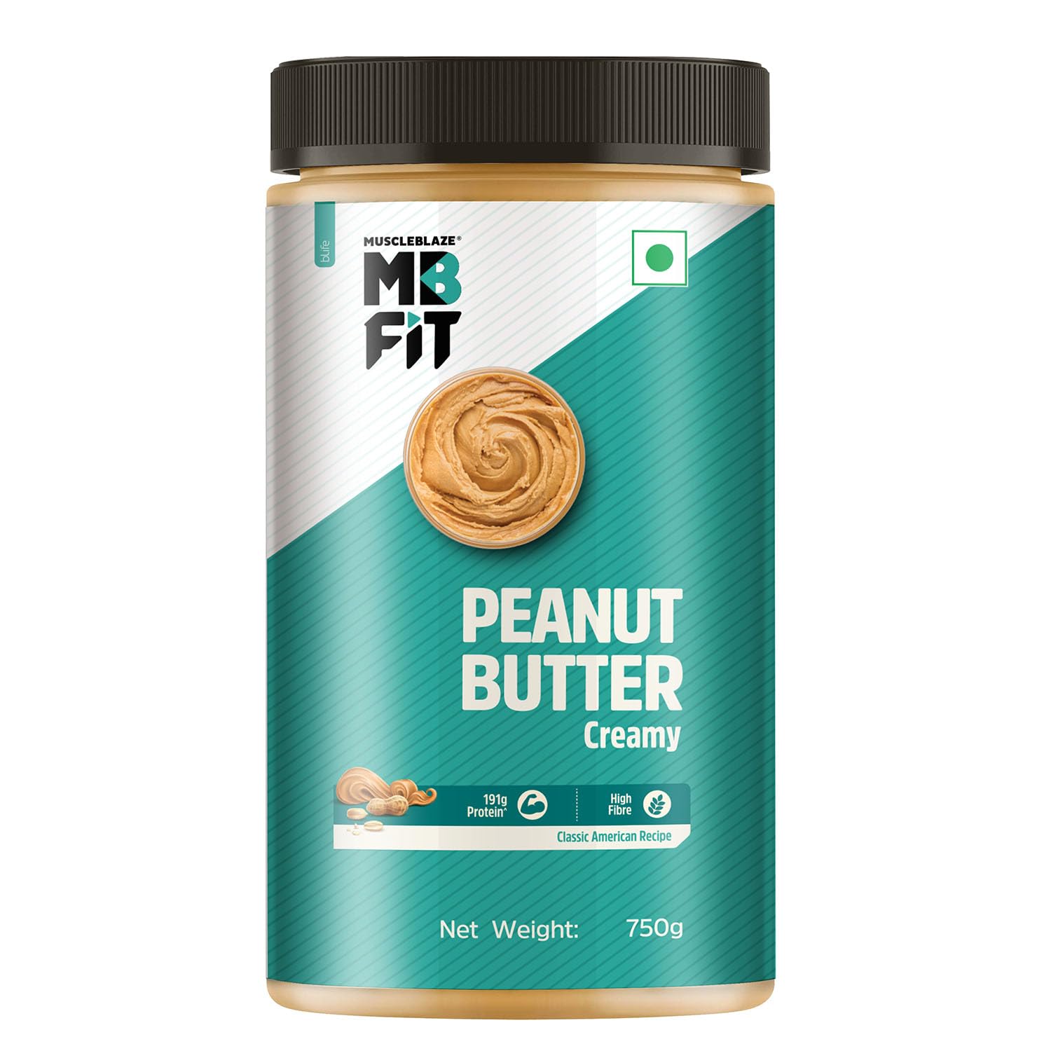 MuscleBlaze Fit Peanut Butter Creamy, Classic American Recipe, Protein & High Fibre -1000 Gm