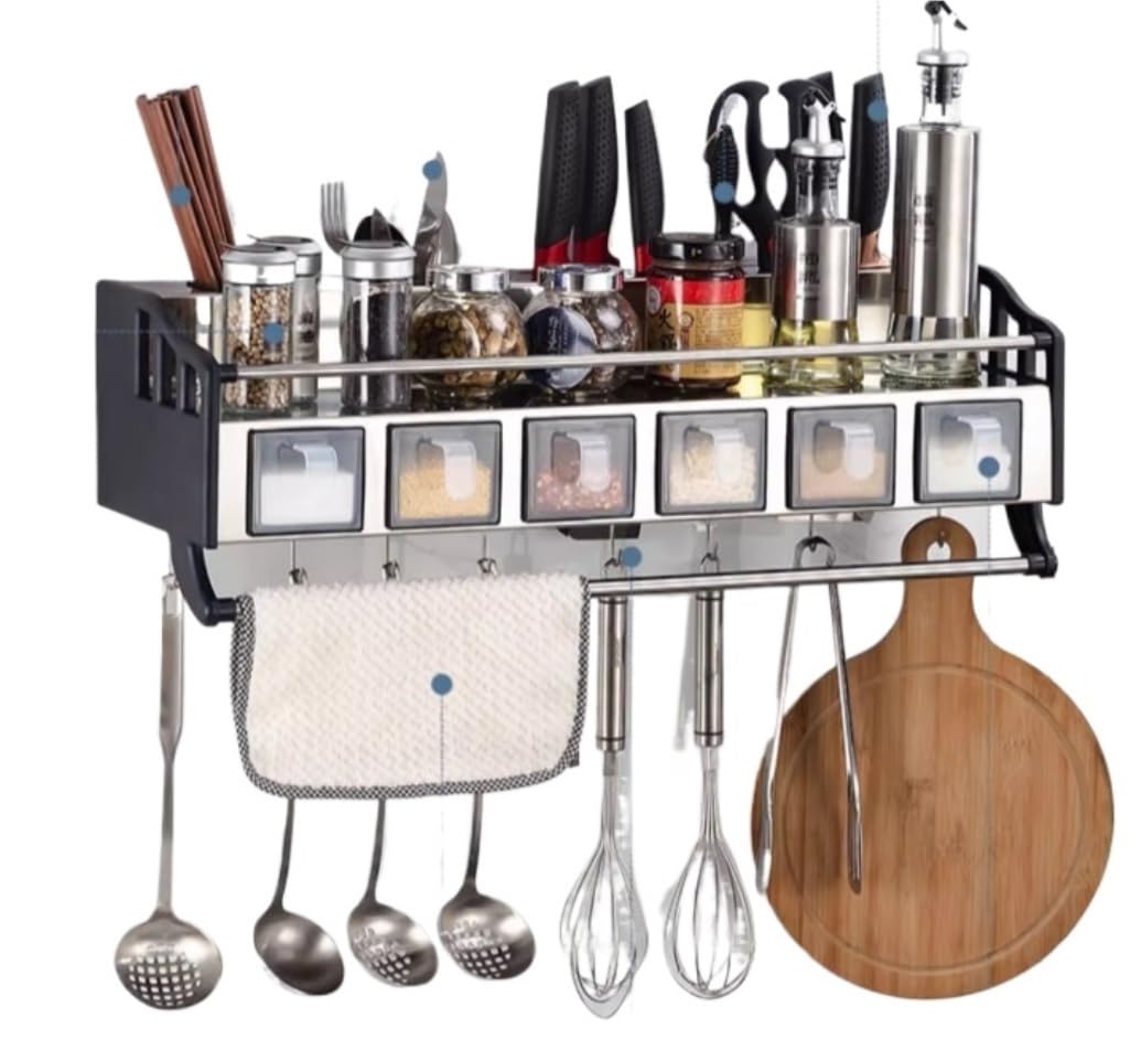 YNIYUJKL Spice Rack Spice Organizer Spice Shelf 201 Stainless Steel Spice Rack Wall Mounted Kitchen Storage Rack Seasoning Organizer Spice Jar Shelf Seasoning Organizer Spice Rac