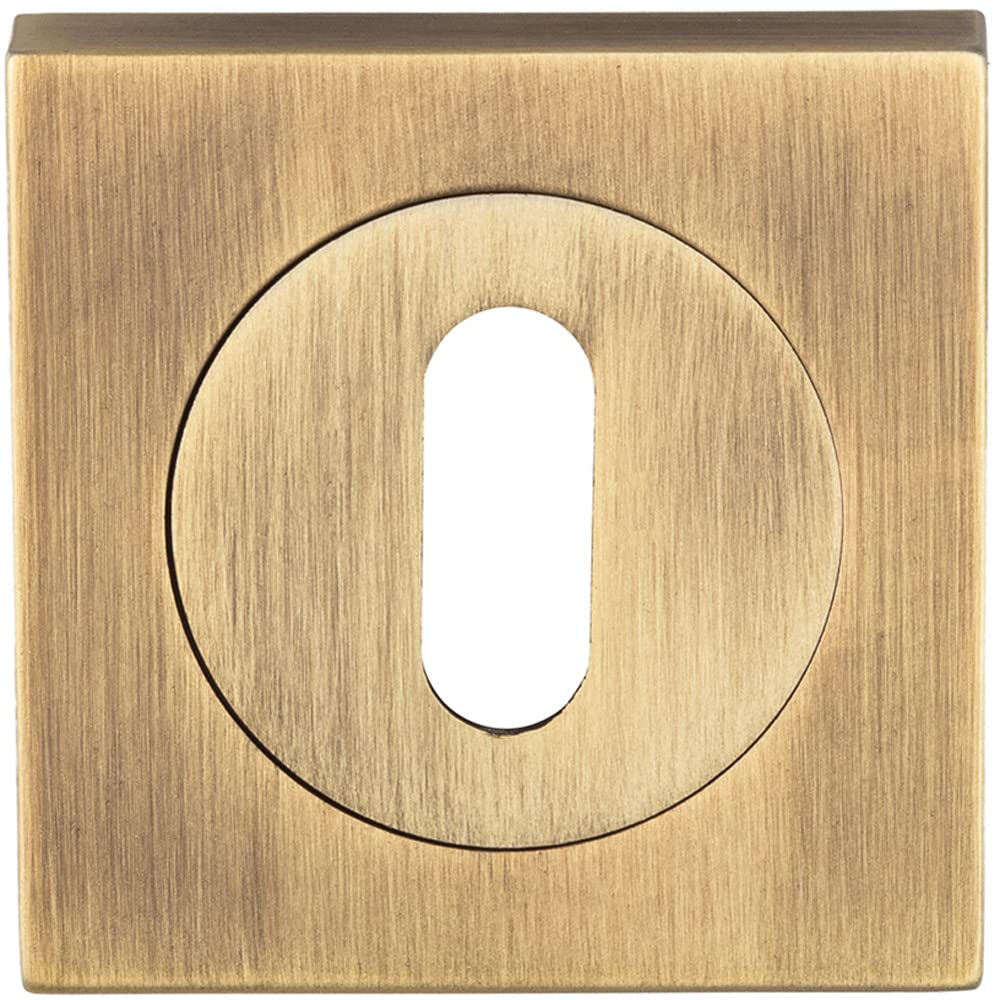 Square Lock Profile Escutcheon 51 X 51Mm Concealed Fix Antique Brass 5056492563153