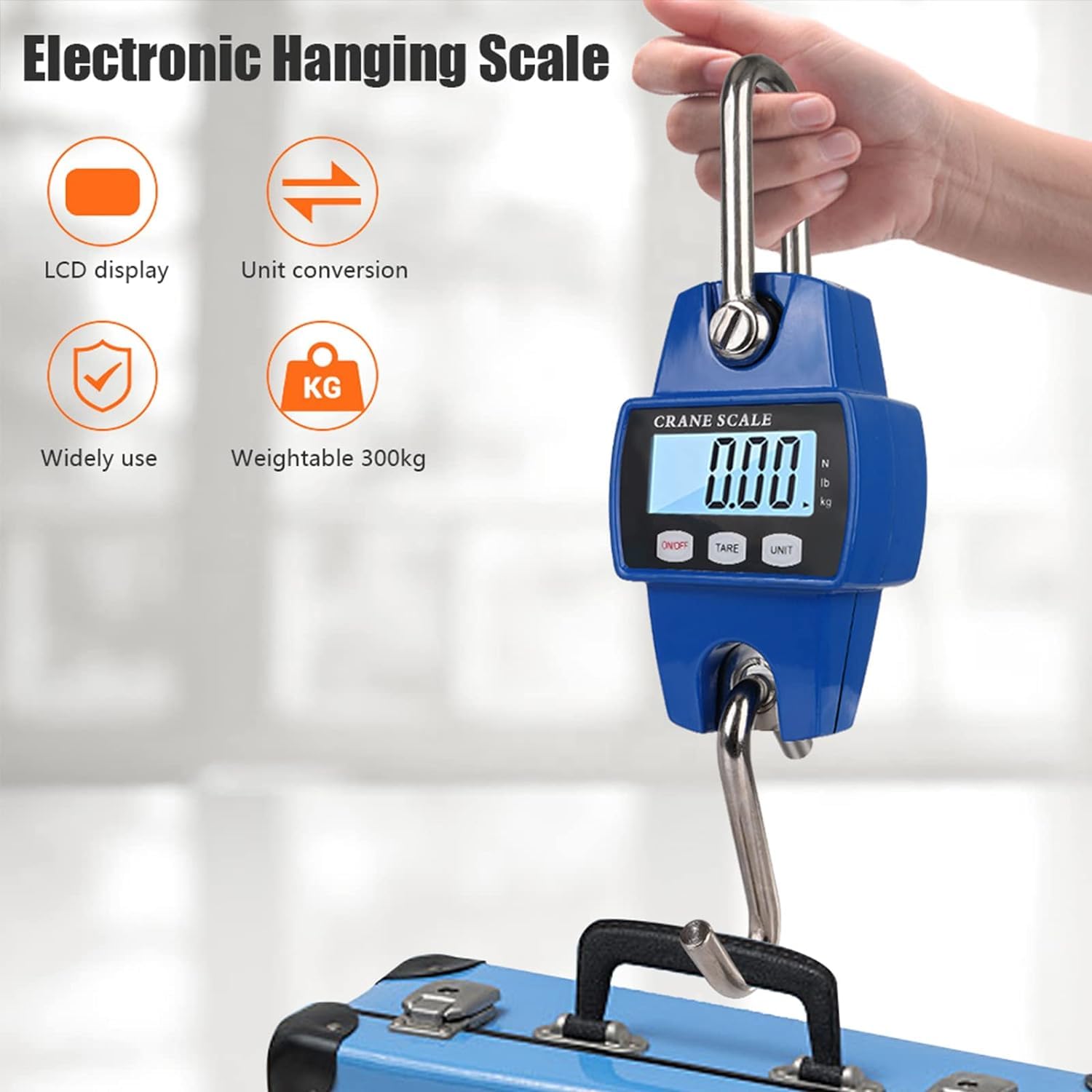 Digitale Kranwaage, 300KG 660lbs Elektronische Hängewaage, Industrie Hängende Waage mit präzisem Sensor, Mini tragbare LCD Waage mit Haken, Zugwaage Wildwaage Digital für Jagd, Bauernhof, Fabrik