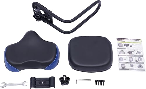 Miniatura 3 de YIYIBYUS Asiento de bicicleta con cojín de respaldo, asiento de triciclo extra ancho, asiento de triciclo de bicicleta ancho con soporte trasero
