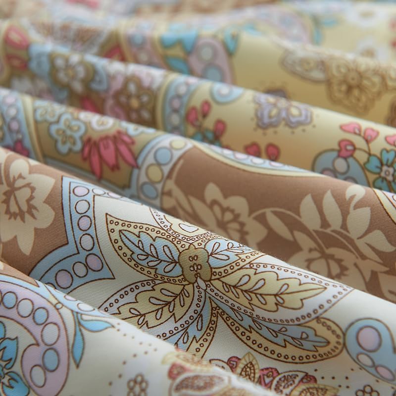 Lightweight Comforter Lyocell Tencel Thin Quilt Summer Air Condition Blanket Silky Soft Bedding Paisley Geometric Elements Design Car Sofa Bedroom (Gold, Queen)