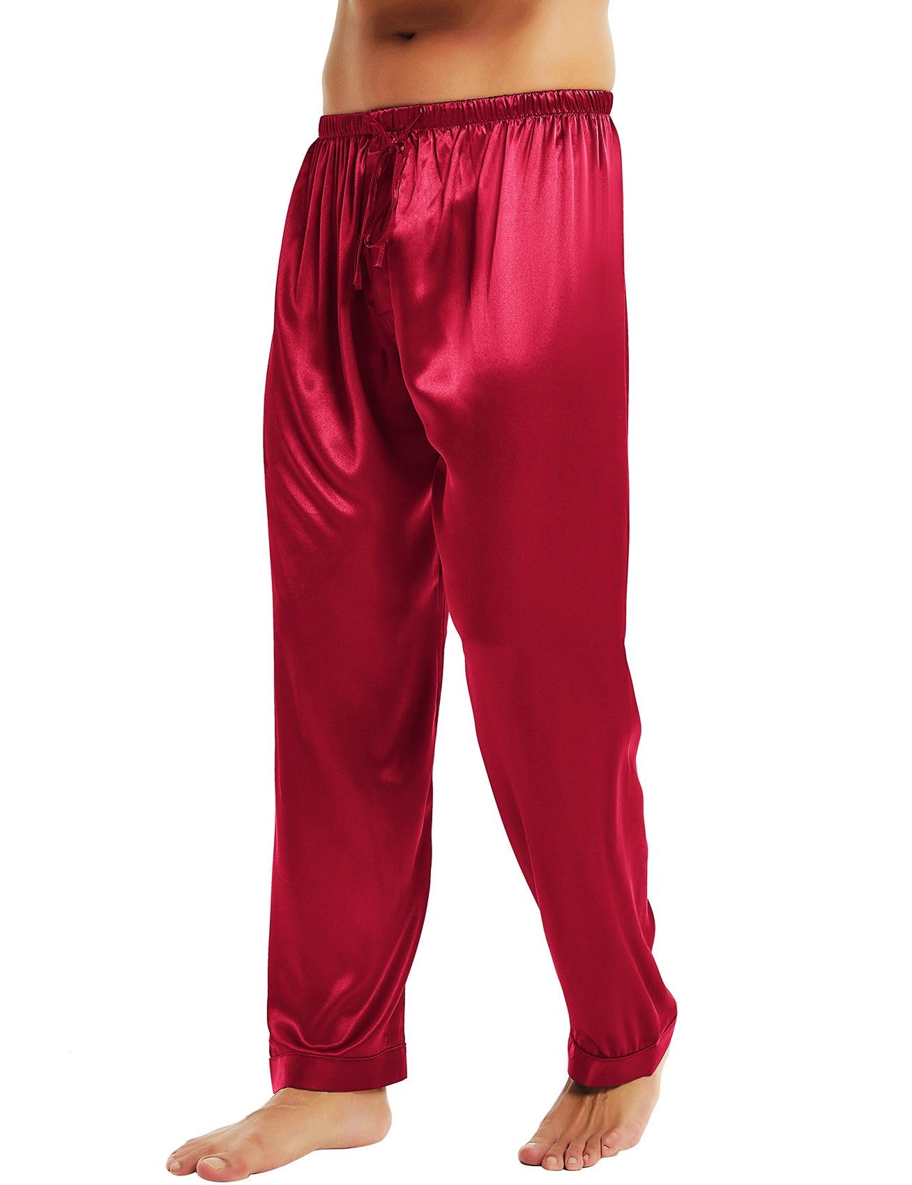 Lonxu Mens Satin Pyjamas Pants Sleep Bottoms Lounge Pants S~4XL