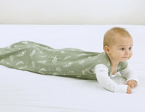 Miniatura 5 de Owlivia Manta Portátil de Algodón Orgánico para Bebé 0.5 TOG - Saco de Dormir Ligero con Cremallera de 2 Vías, Saco de Dormir de Transición Swaddle