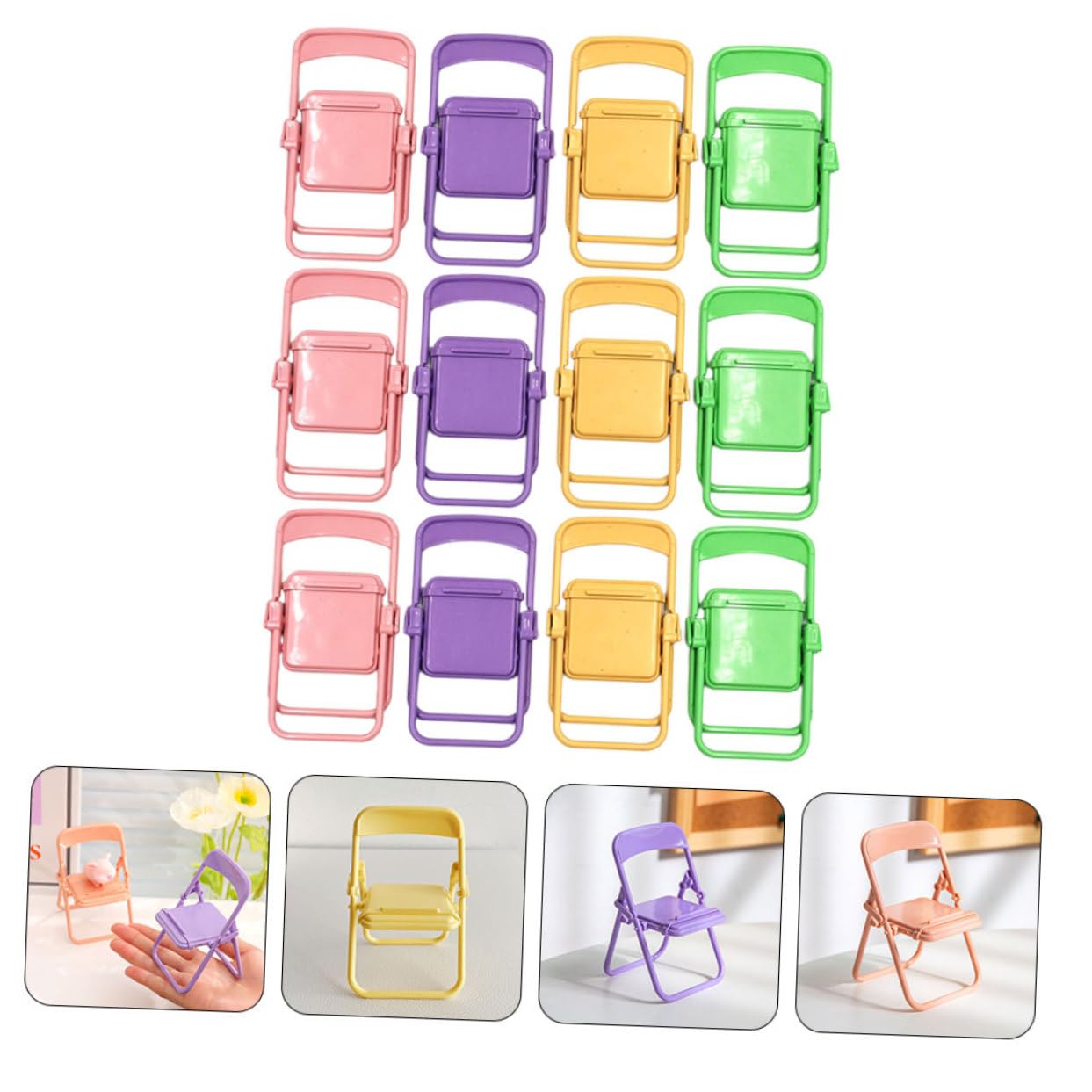 Luxshiny 5 Set Porta Cellulare Portacellulare Assistenza Telefonica Scena Supporto Telefono Scrivania Supporto Per Telefono Mini Sedia Supporto Telefonico Portatile Plastica 12 Pezzi*5