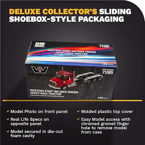 Miniatura 6 de Diecast Masters Escala 1:50 Western Star 49X SB Tridem Tractor - Capó de apertura, motor diesel Detroit, puertas de apertura con interior de cabina