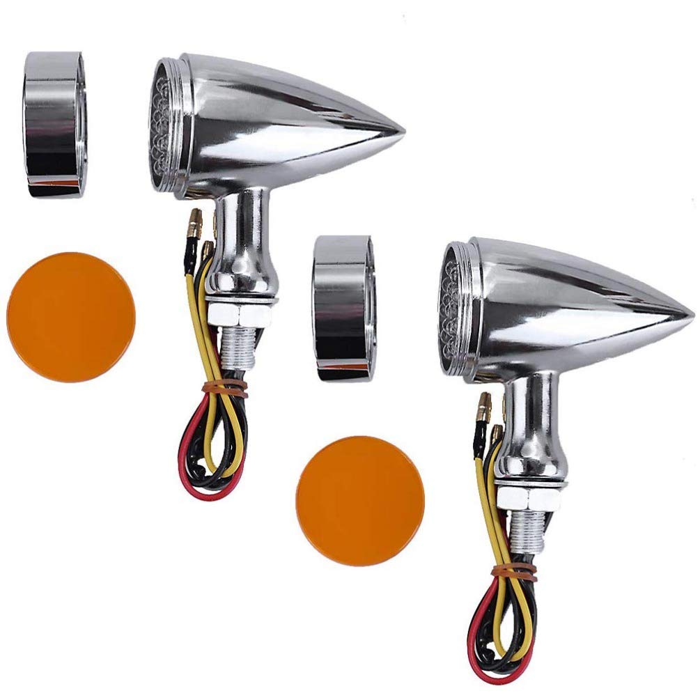 FAVOMOTO 1pair Retro Motorcycle Led Turn Signal Lights Dual Color Indicators for Chopper Safe and Practical Motorcycle Accessory Lighting System