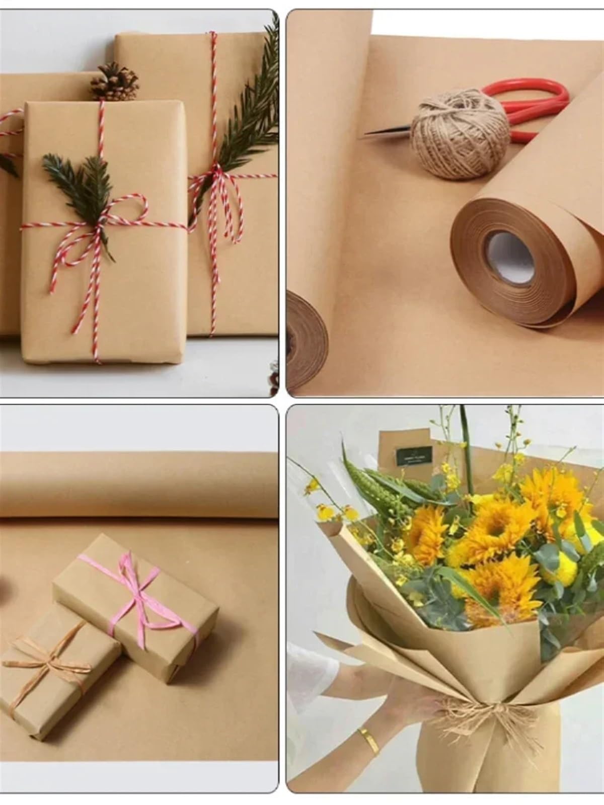 Kraftpapier Rolle Braune Kraftpapierrollen Geschenkpapier for Pinnwände Basteln DIY(Brown 50CMX3meter)