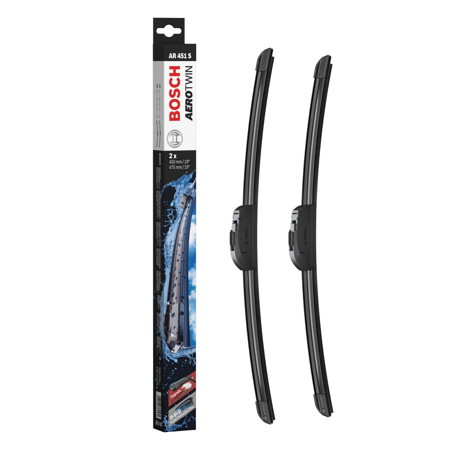 Tergicristalli Bosch Aerotwin AR451S, Lunghezza 450mm/475mm, 1 set per parabrezza anteriore