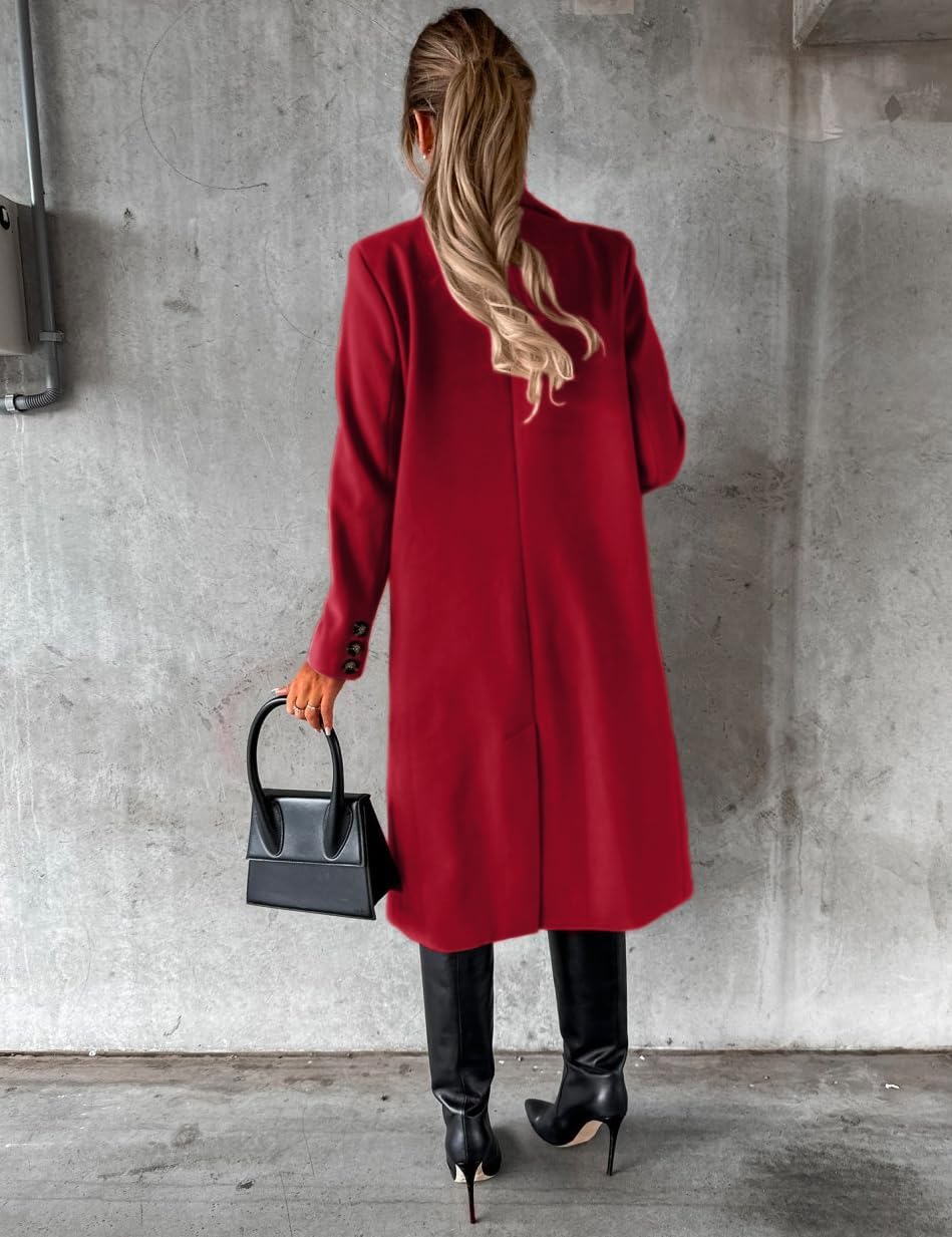 IDEALSANXUN Womens Long Wool Coat Double Breasted Trench Coat Fall Winter Clothes - Image 2