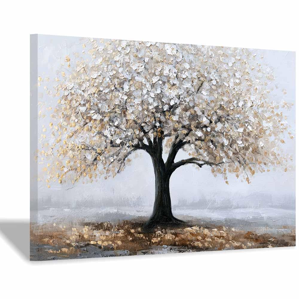 XENIOU Tree Canvas Wall Art Crystal lights Tree canvas painting wall art, Living Room Bedroom Hallway Stairs Decoration.(Multicolor)-70x100cm Framed