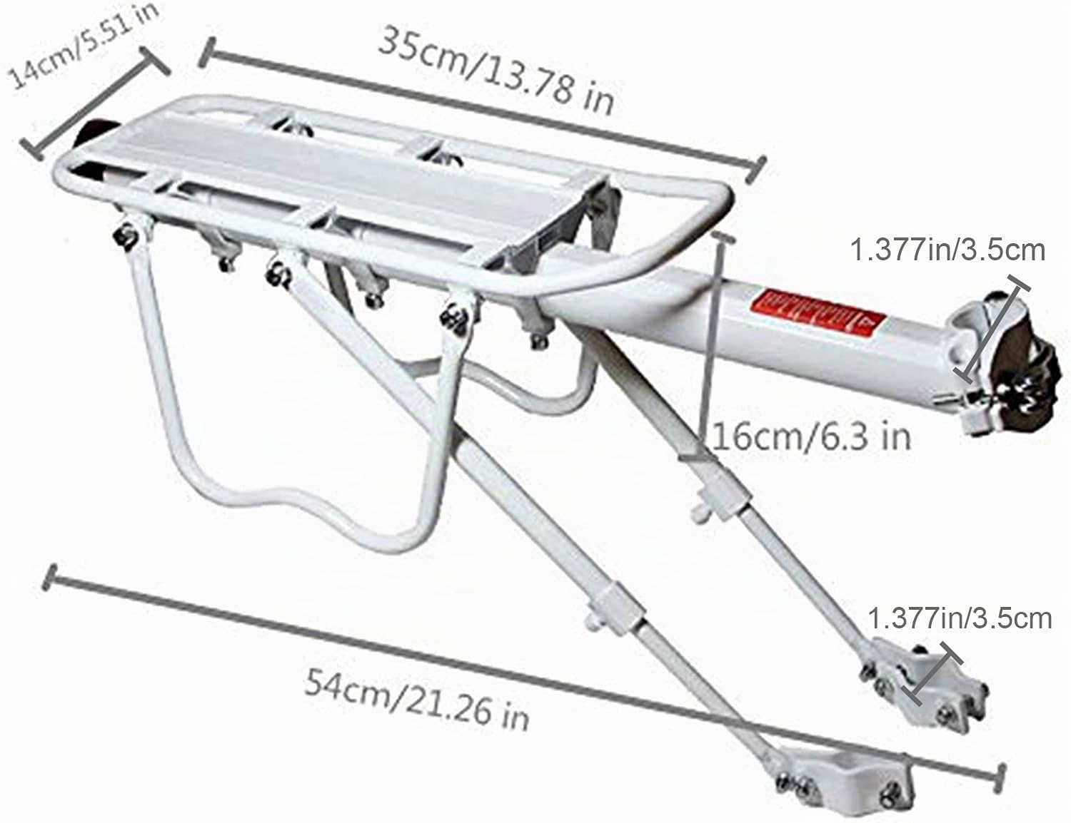 portapacchi/sedile posteriore per bicicletta, regolabile, accessorio per biciclette, portata: 50 kg