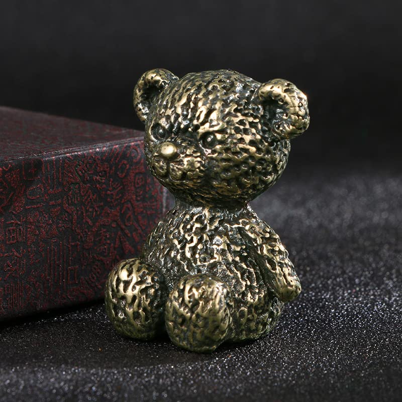 Messing-Bär-Statue, Dekoration, massiver Teddybär, Bronze, Miniatur-Skulptur, niedliche Bären-Miniatur-Figuren, Schreibtisch-Ornament