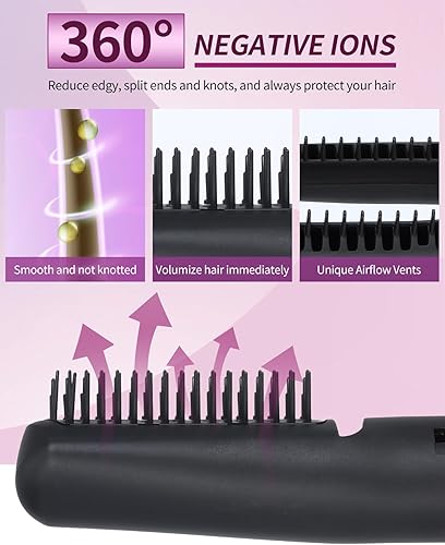 Miniatura 3 de XLQ Cepillo secador de pelo para mujer, multifuncional, de iones negativos, eléctrico, de aire caliente, peinador, con alisador desmontable y