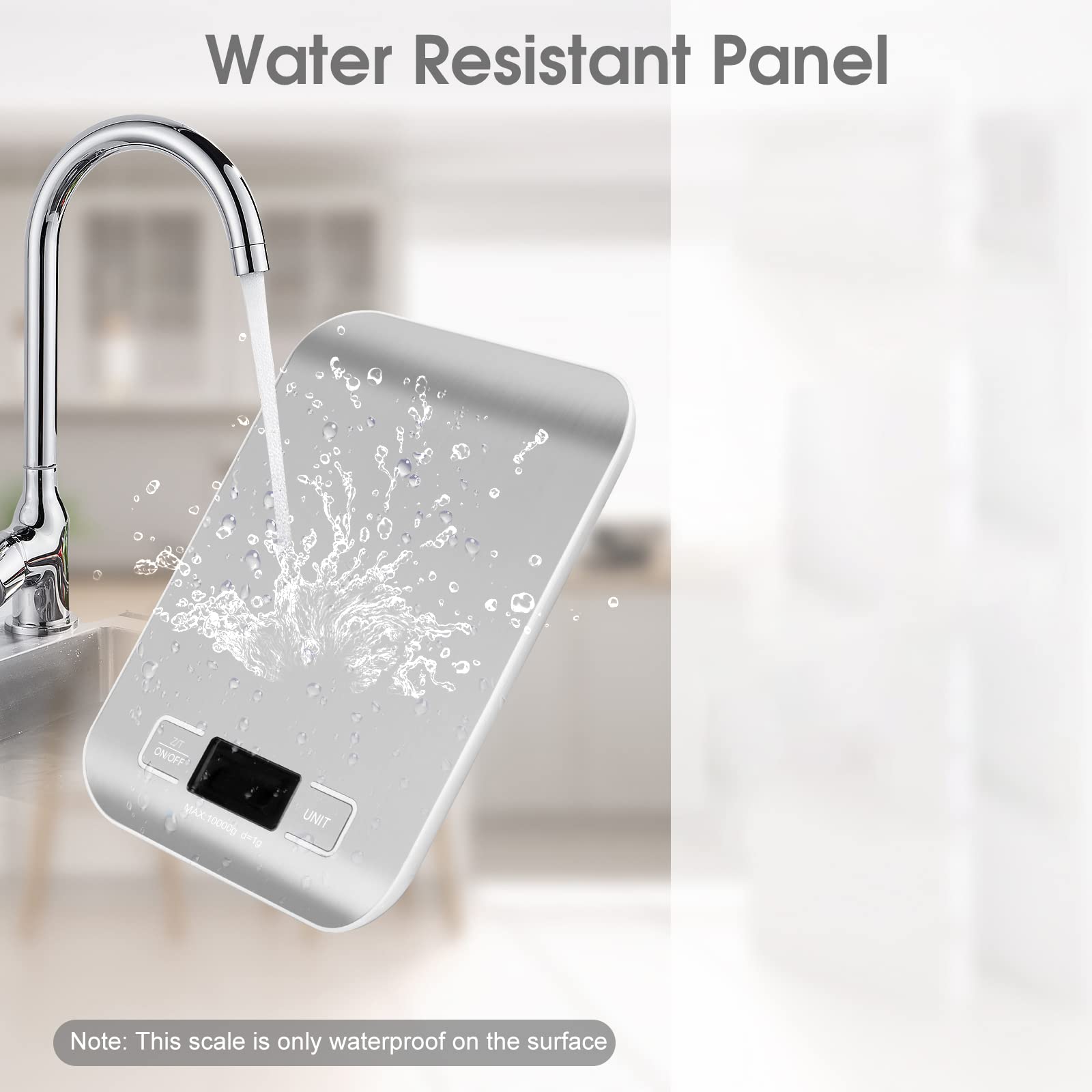 Báscula de envío digital, panel de acero inoxidable, escala postal portátil precisa de 10 kg/1 g para paquetes, pequeñas empresas, cocina, alimentos, hecha a mano, líquidos y boutique (plata)
