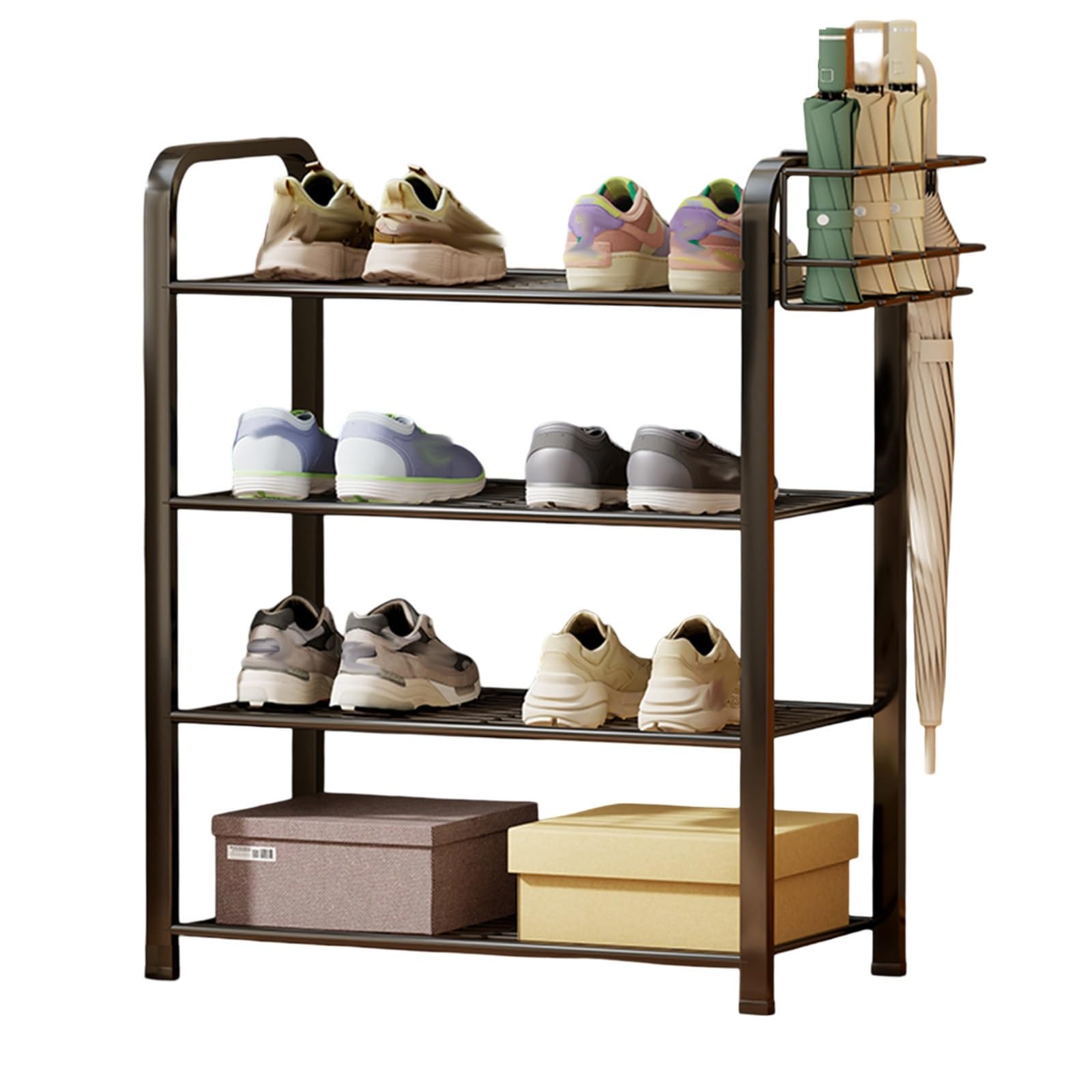 Meuble range-chaussures compact contre le désordre de l'entrée avec porte-parapluies