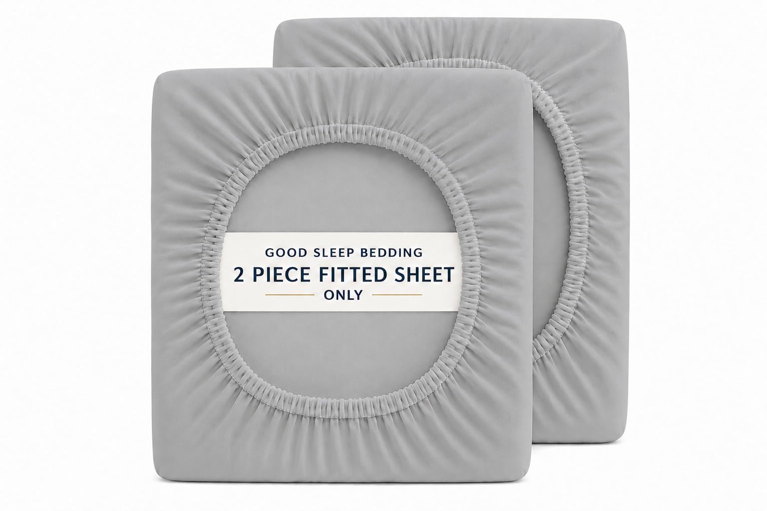 Good Sleep Bedding 2 Pack Fitted Sheets, 100% Egyptian Cotton Fitted Sheet Double Size,Luxury 41cm/16" Deep Pocket Sheets,Sateen Weave Double Fitted Sheet,Ultra Soft Pack of 2 Fitted Sheets,Light Grey โ image 1