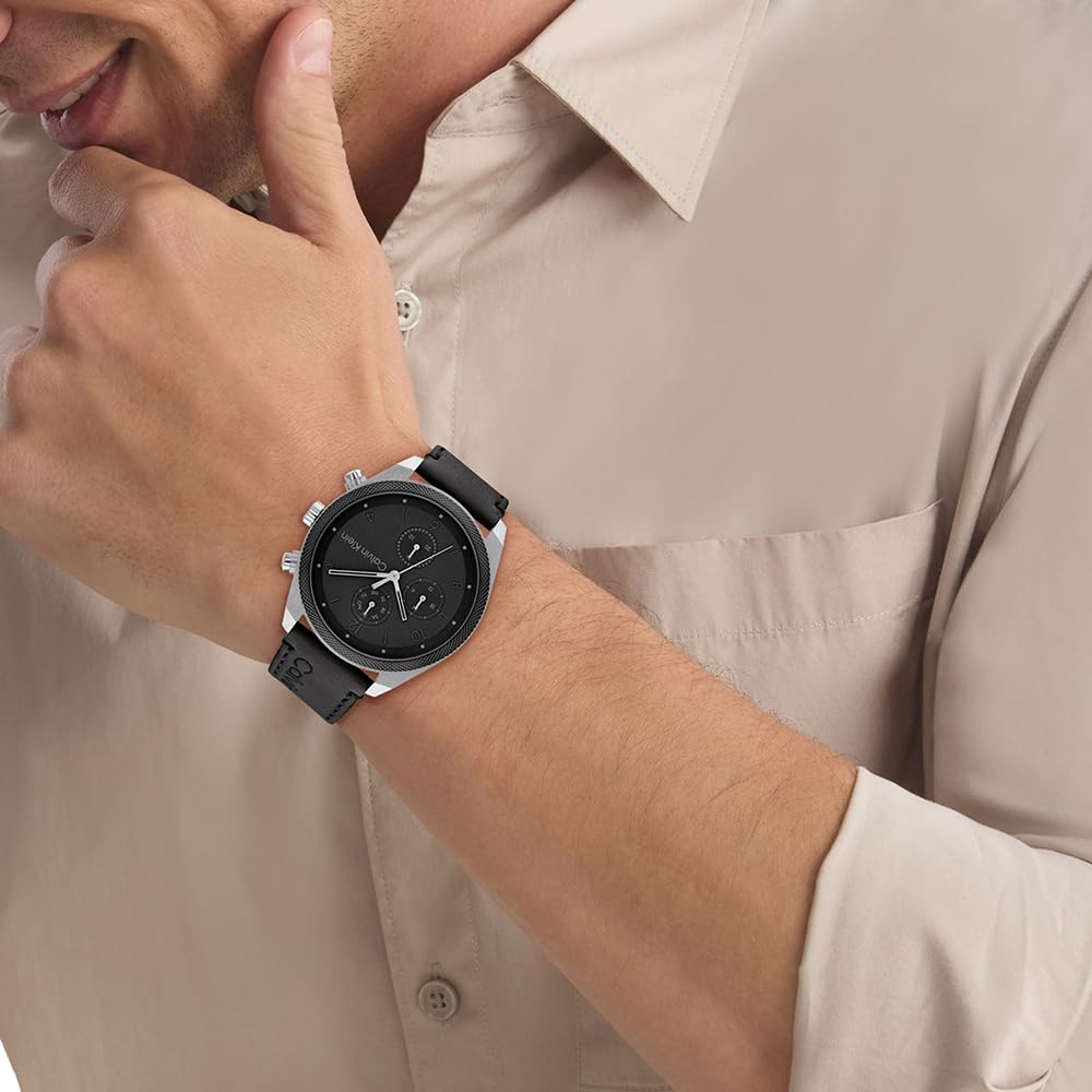 Calvin Klein Orologio analogico multifunzione al quarzo da uomo Collezione IMPACT con cinturino in acciaio inossidabile o in pelle
