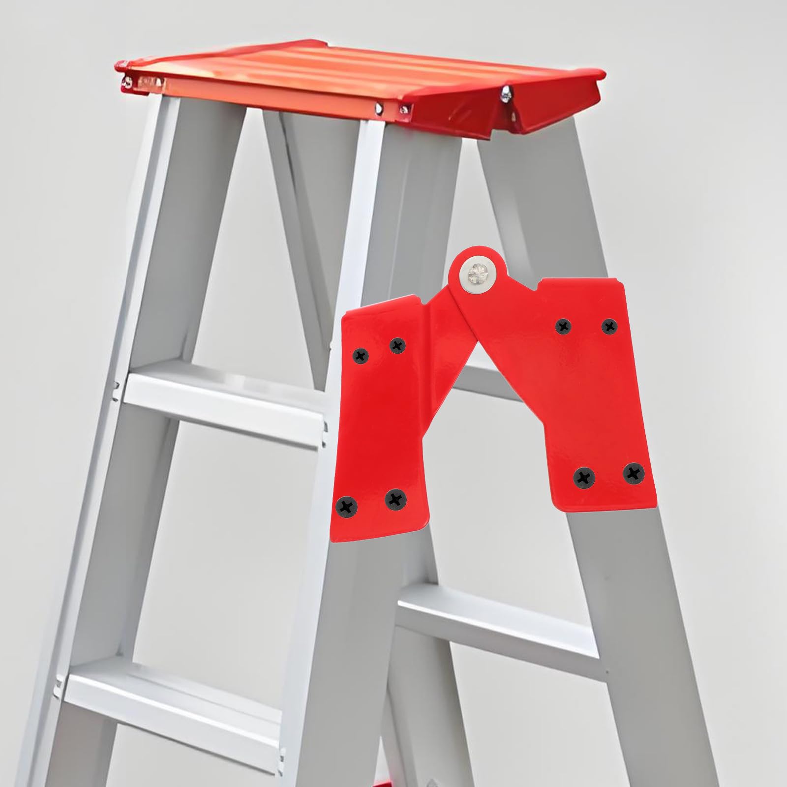 Kit de Bisagra para Escaleras Plegables de Ático Unión de Aluminio Reforzado Codo Incluye Tornillos y Varillas Bisagra Roja Gr para Escaleras Pequeñas y s