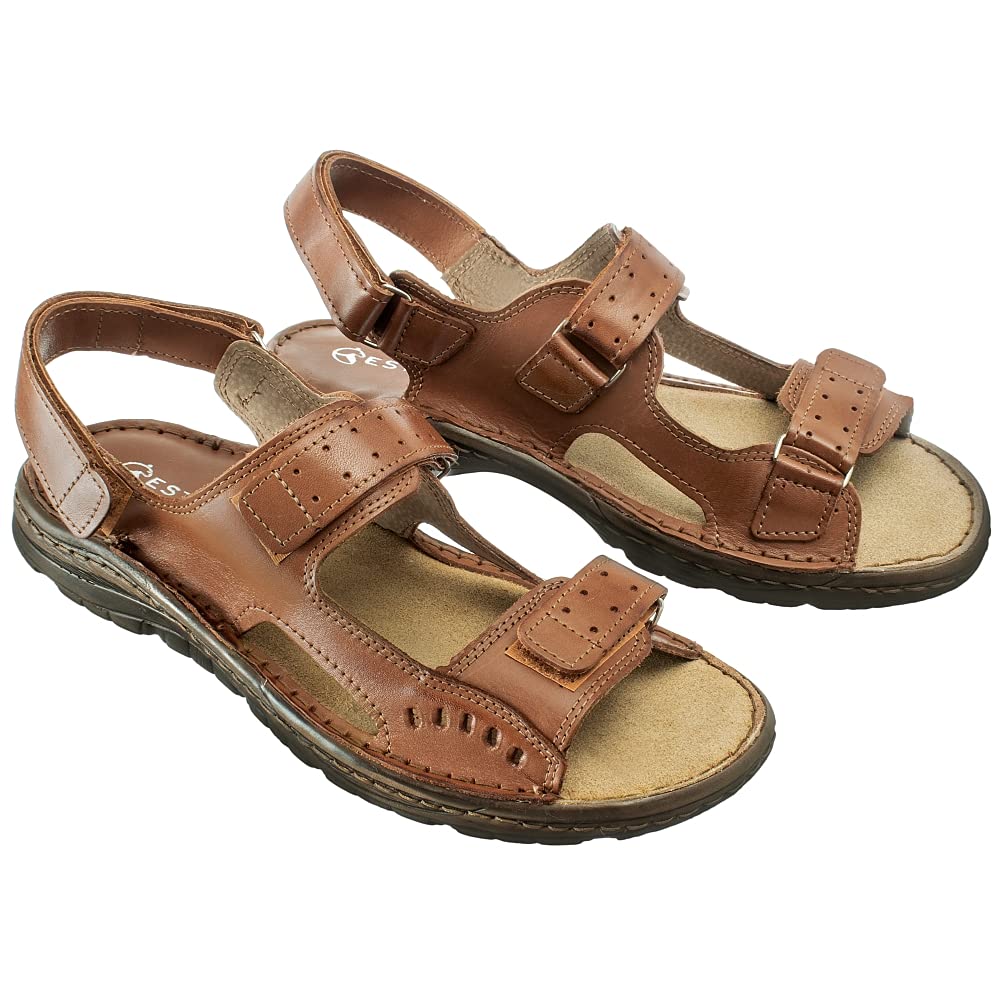 ESTRO Sandalias Hombre Verano Cuero - Sandalias Hombre Cuero Chanclas Piel con Suela Goma Antideslizante s2