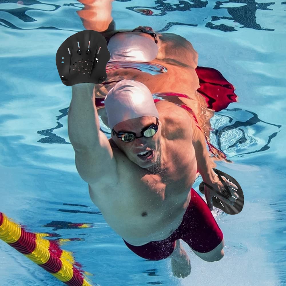 Pagaie da Nuoto, 1 Paio di Hand Paddle con Cinghie Regolabili Paddle per L'allenamento del Nuoto Leggere e Veloci Esercizi Accessori per Adulti Bambini