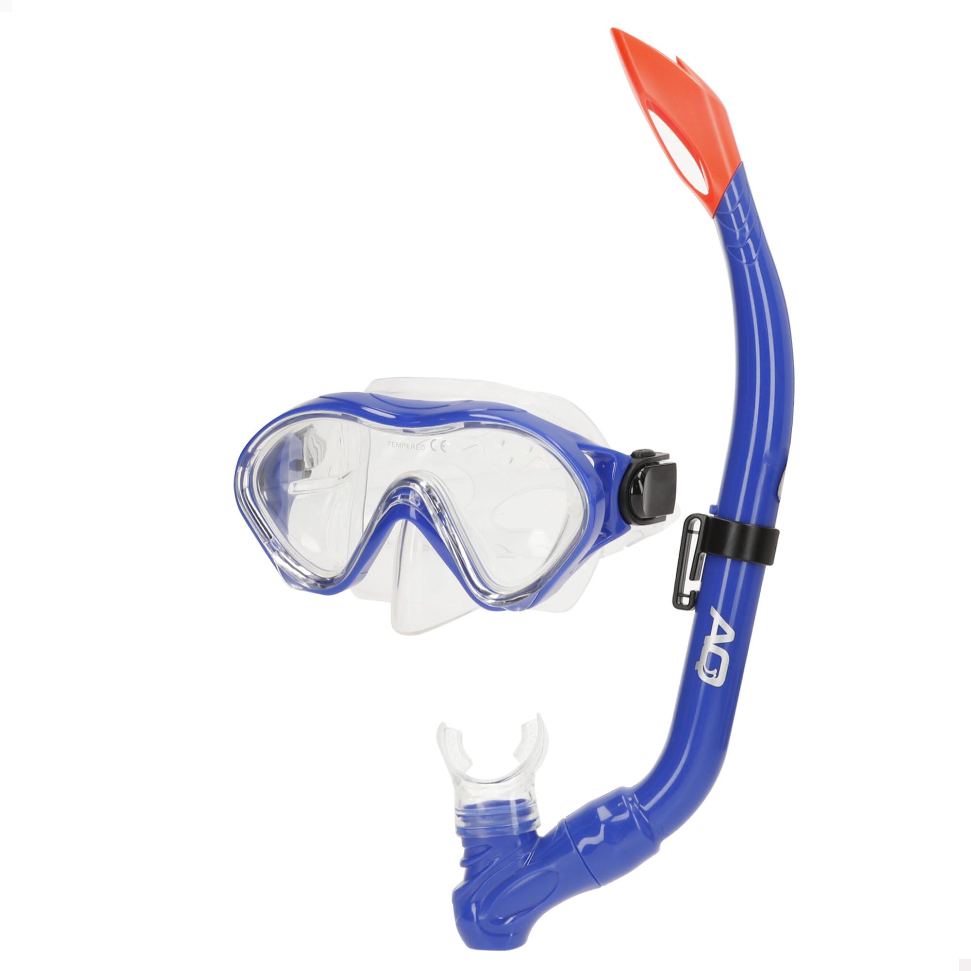 AKTIVE Aqua Sport Diving Goggles with Tube for Children, Silicone Seal, Latex Free, Tempered Glass Lenses, Easy Adjustment, 150° Viewing Angle, Hypoallergenic, +7 Years (54250)