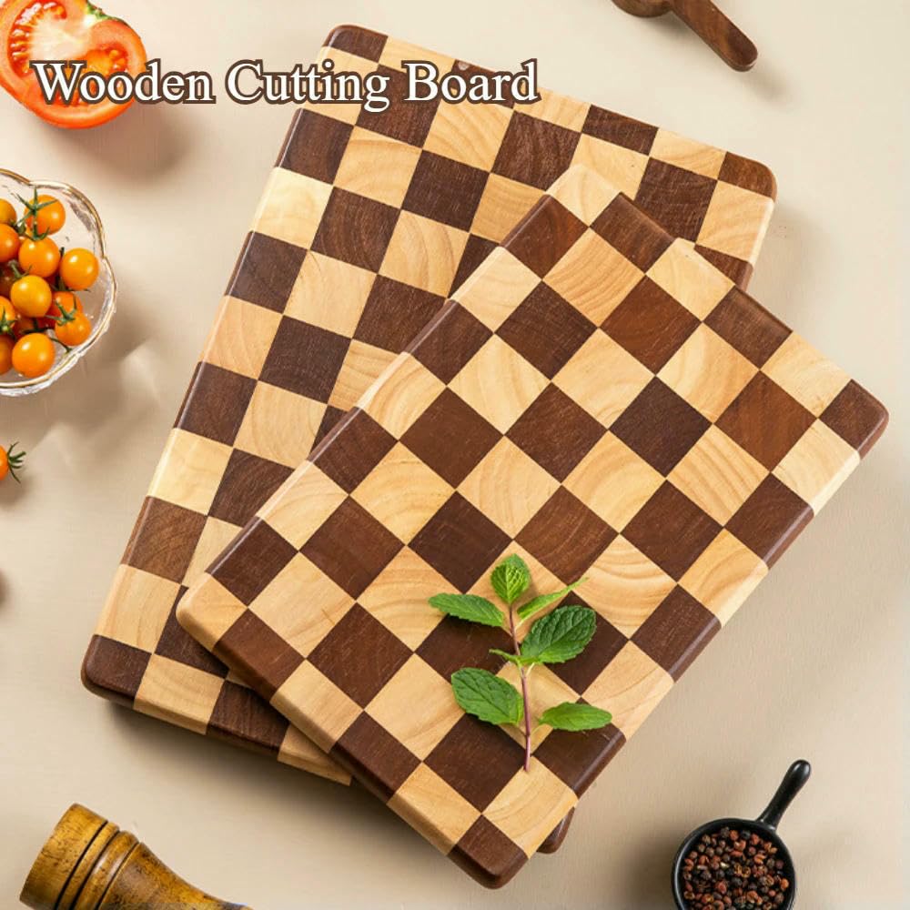 JJDFW - Tabla de cortar de madera maciza, para uso doméstico, doble color, antideslizante, bandeja de alimentos, artículos de cocina