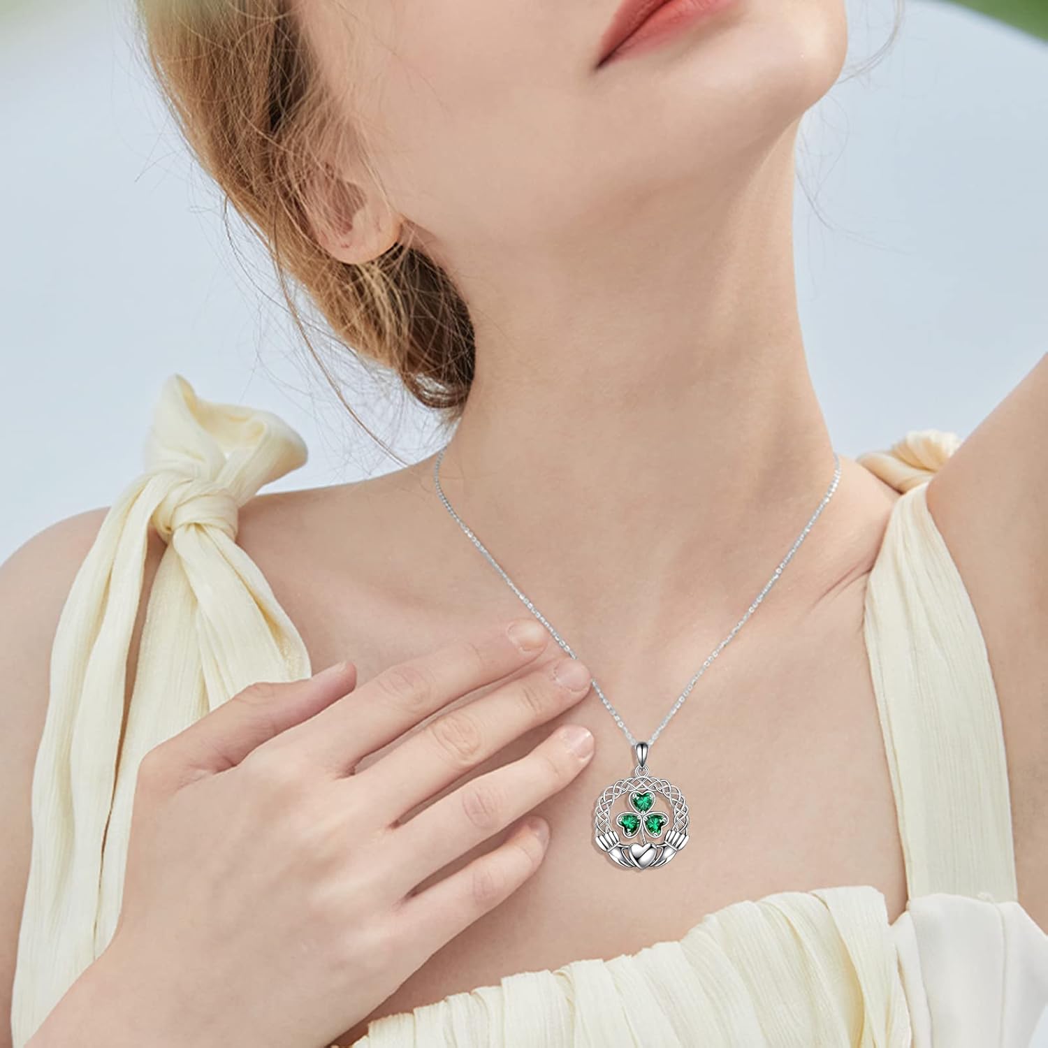 VONALA Witches Knot Necklace Pendant 925 Sterling Silver Celtic Knot Triquetra Trinity Pendant Necklace Jewelry for Women - Image 2