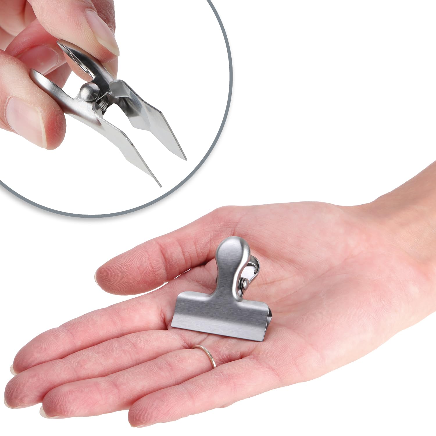 Clip Per Sacchetti In Acciaio Inox - Set Da 10 Pezzi In 2 Misure Per Mantenere Freschezza