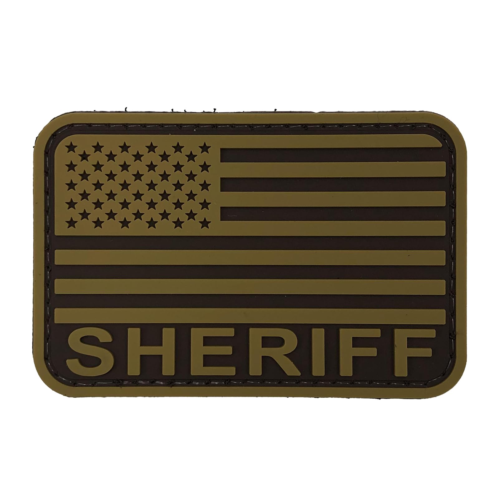 uuKen Coyote Tan US Flag Sheriff Patch PVC Rubber 3x2 inches with Hook Fastener Backack for Hats Caps Vests Bags Backpacks Clothing (Tan, S 3