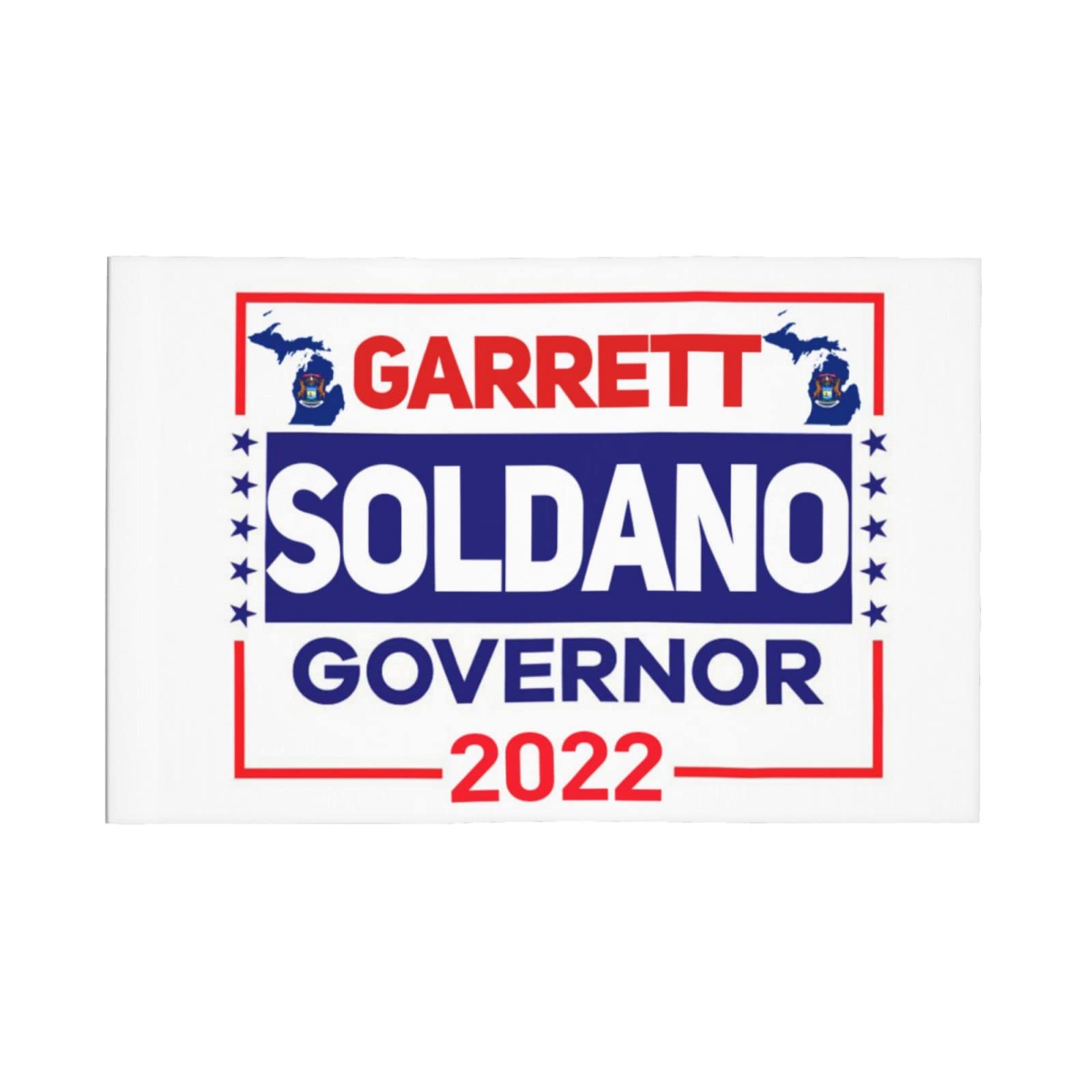 12x18 Garrett Soldano For Michigan Governor 2022 Flag For Car Double Sided Garrett Soldano For Michigan Governor 2022 Car Flag No Window Clip