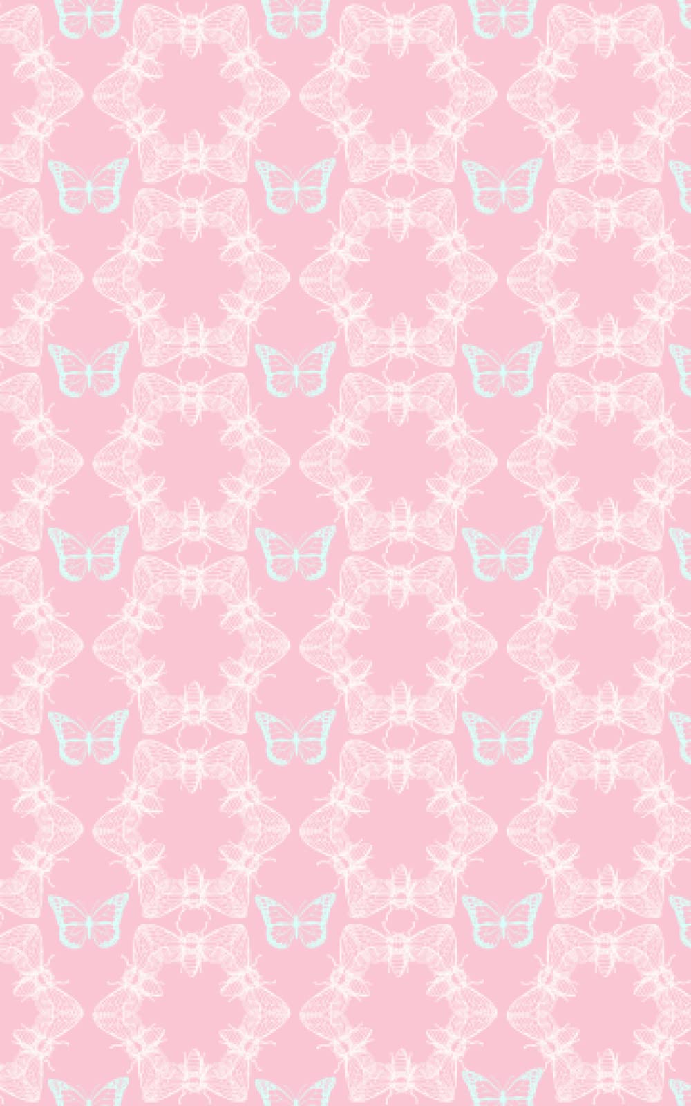 Notebook: Pastel Pink and Blue Bee, Flower and Butterfly Print