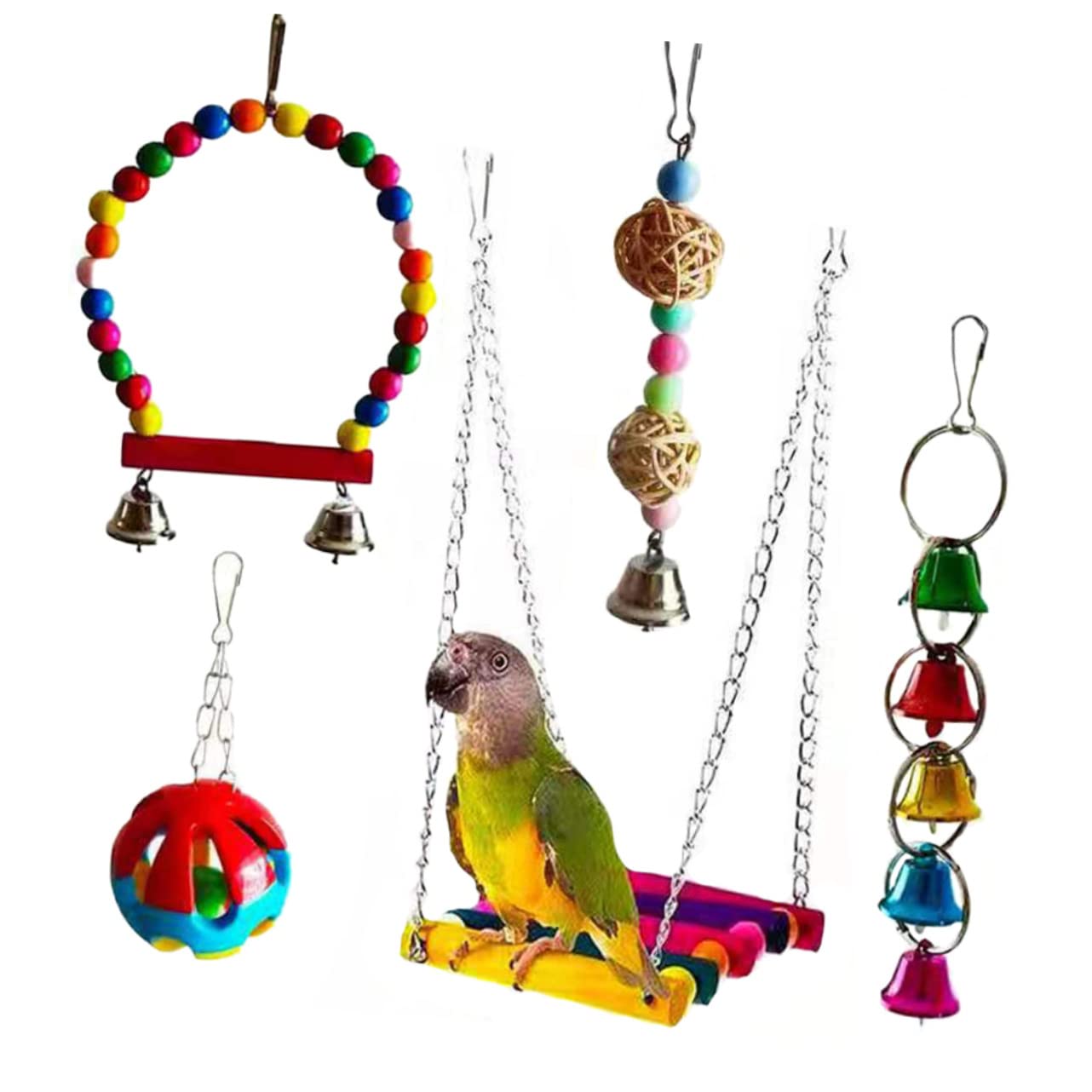 Hohopeti 5pièces Jouets à Mordre pour Perroquets Accessoires Ludiques pour Oiseaux à Mastiquer Et Jouer