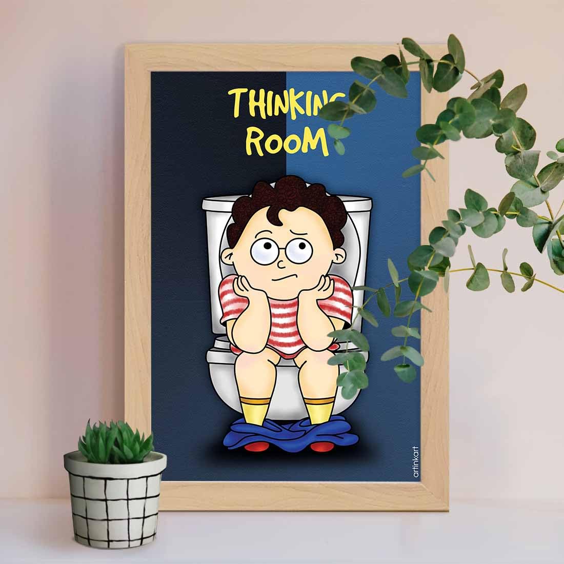 Funny Bathroom Posters with Frame - Office & Home Decor -5 Funny Bathroom Posters with Frame - Office & Home Decor -5